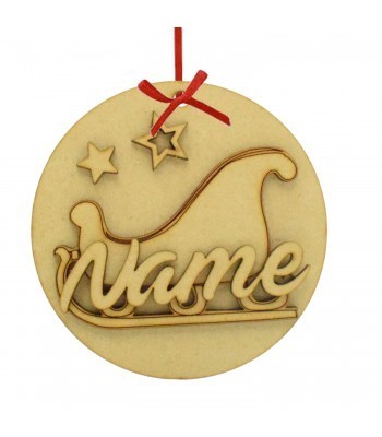 Laser Cut Personalised Christmas 3D Hanging Bauble - Sleigh Design